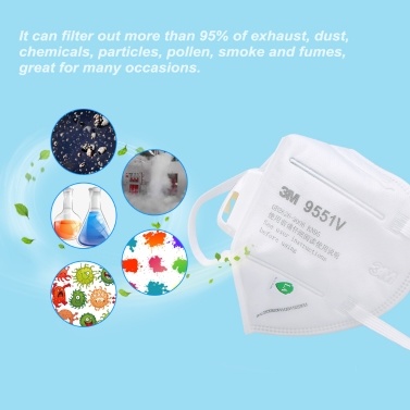3M 9551V KN95 Particulate Respirator Protective Masks Safety Mask with Valve Face Mouth Mask for Outdoor Activities